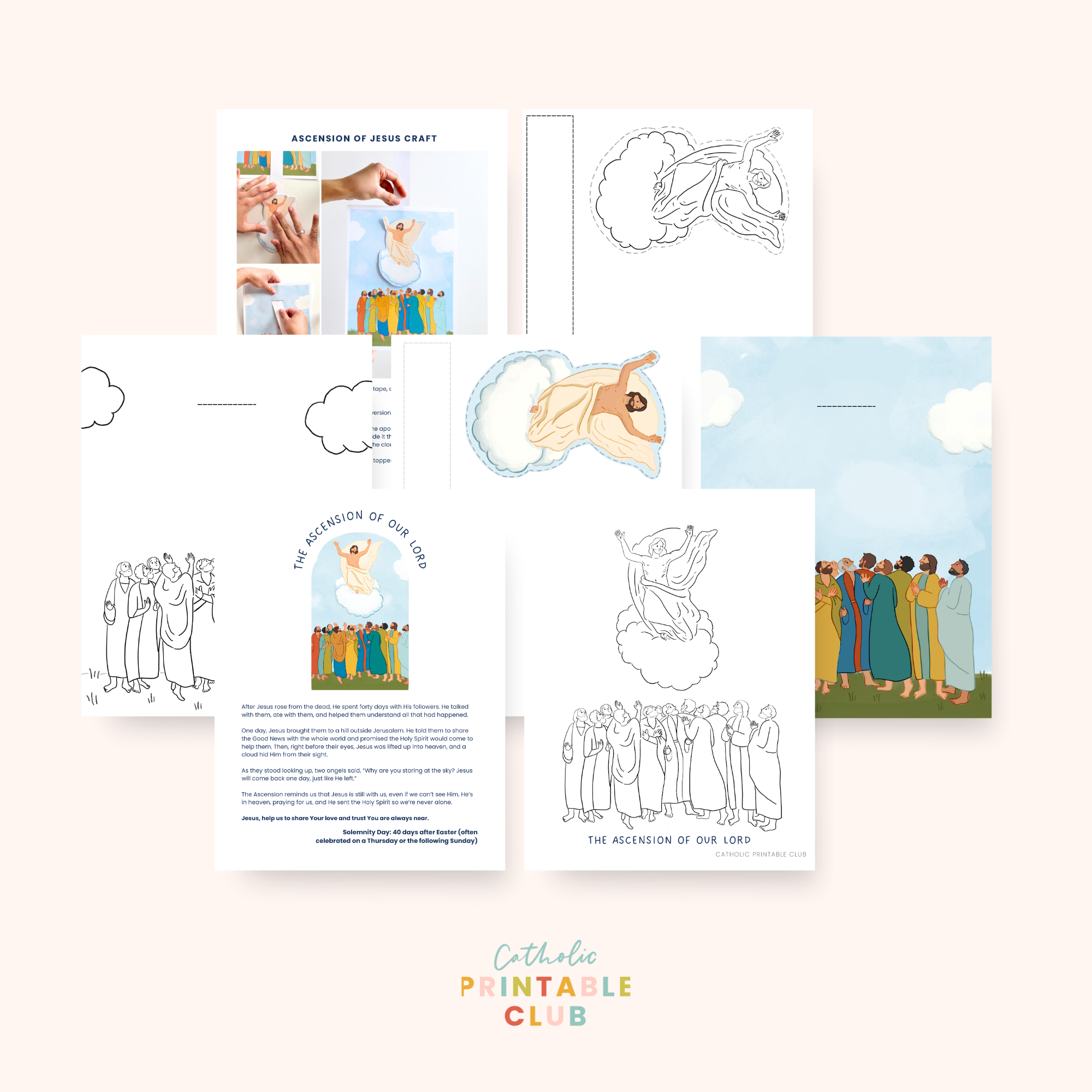 Ascension Activity Bundle: Coloring Page & Ascending Jesus Craft