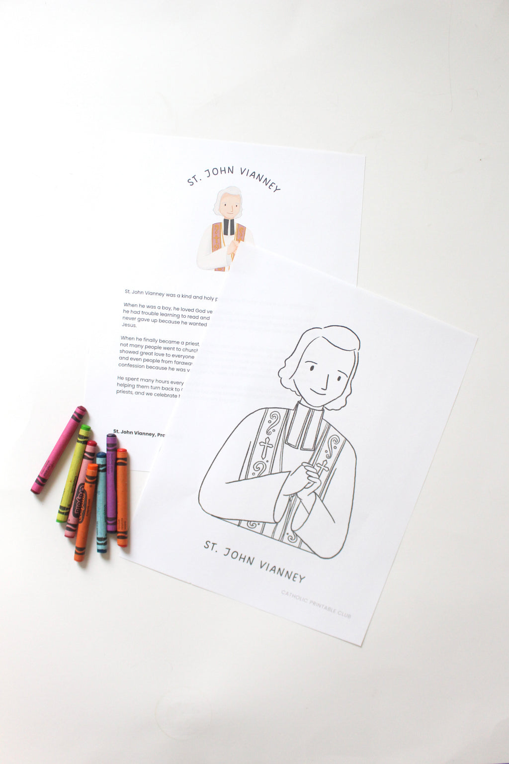 St. John Vianney Activity Bundle: Coloring Page, Spiritual Bouquet & Thank You Card