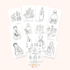 Summer of the Saints Coloring Pages Bundle: June, July, August PDF File, Instant Download