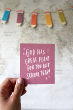 lunchbox affirmation apart of the back to school kit that reads God has great plans for you this school year