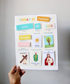 Catholic Daily Calendar, Days of the Week, Months of the Year Charts Bundle