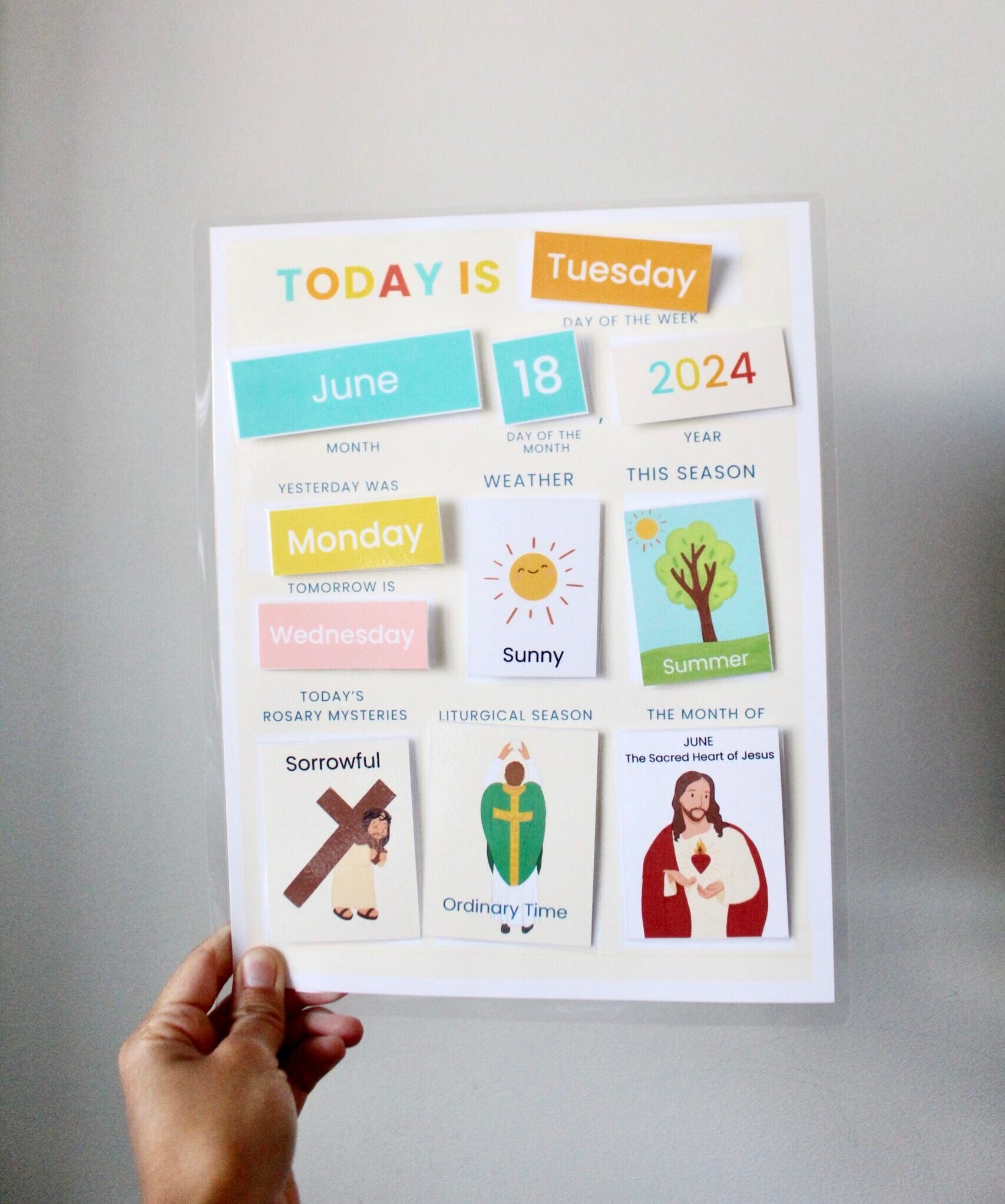 Catholic Daily Calendar, Days of the Week, Months of the Year Charts Bundle