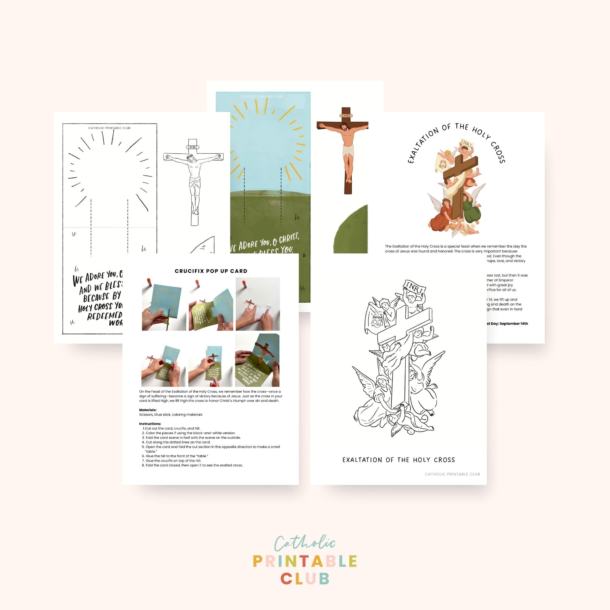 Exaltation of the Cross Activity Bundle: Coloring Page & Pop-Up Cross Craft