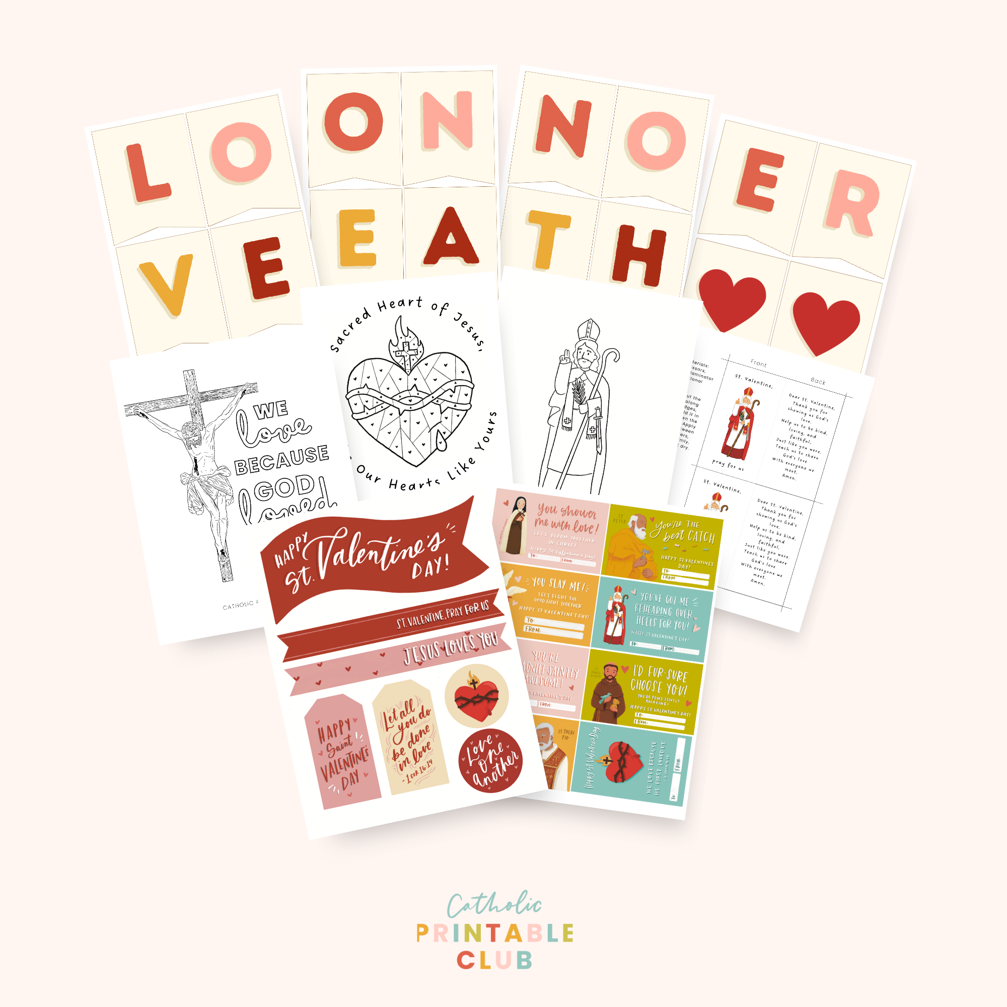 St. Valentine Party Printable Kit, Exchange Cards