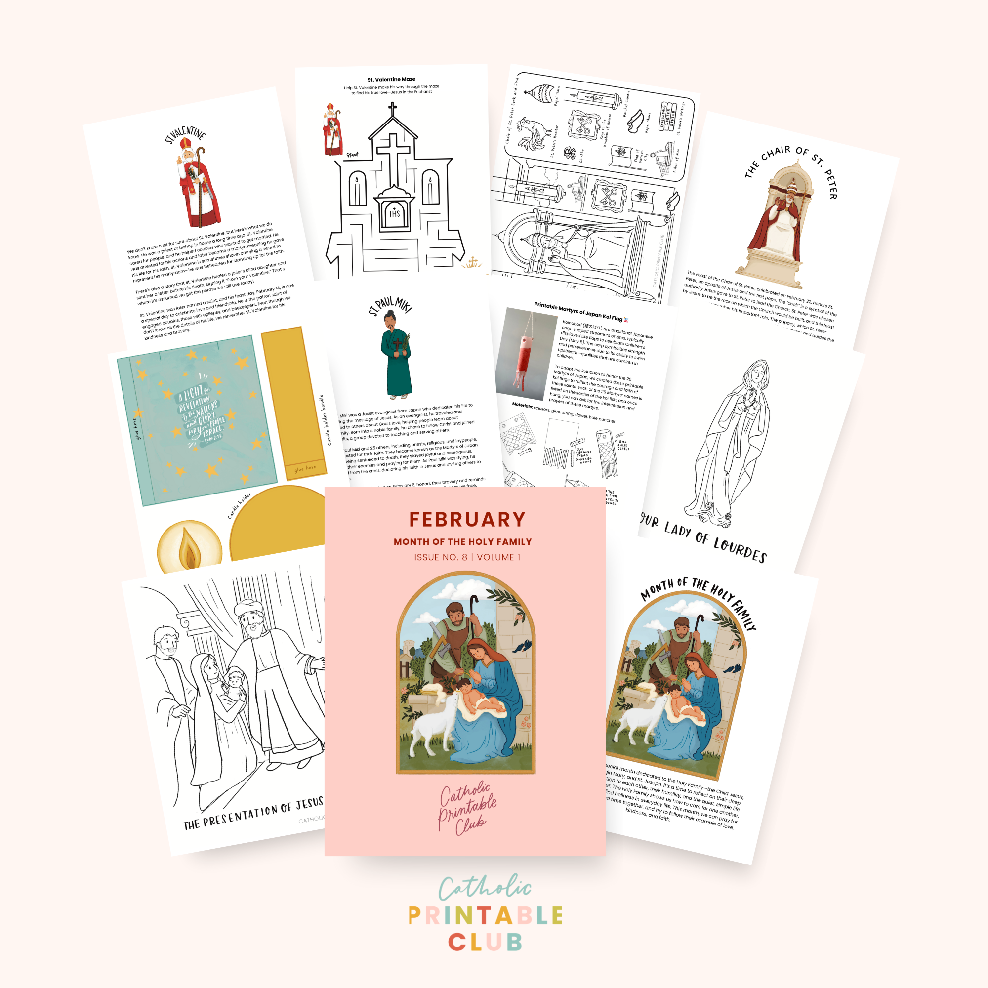 February Printable Pack | Catholic Coloring Pages and Crafts