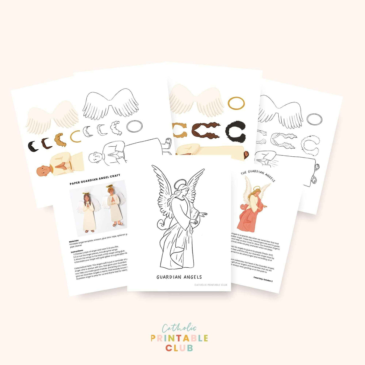 Angel Activity Page Guardian Angels Activity Bundle: Coloring Page & Paper Angel Craft ...