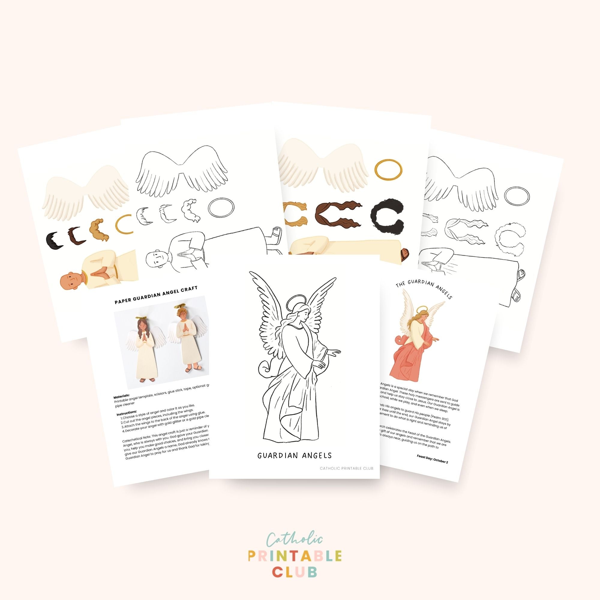 Guardian Angels Activity Bundle: Coloring Page & Paper Angel Craft