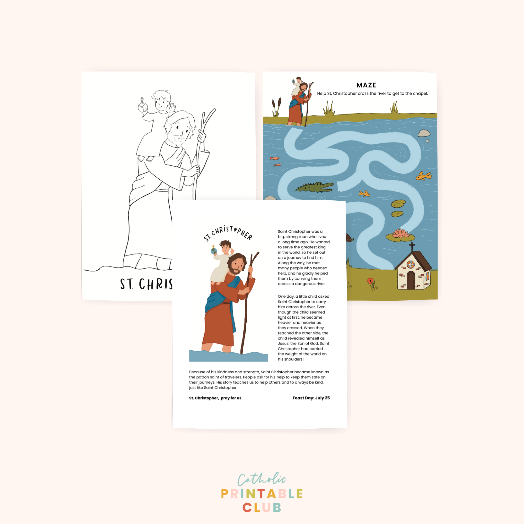 St. Christopher Activity Pack: Coloring Page & Maze