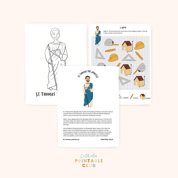 St thomas apostle activity bundle coloring page ispy game