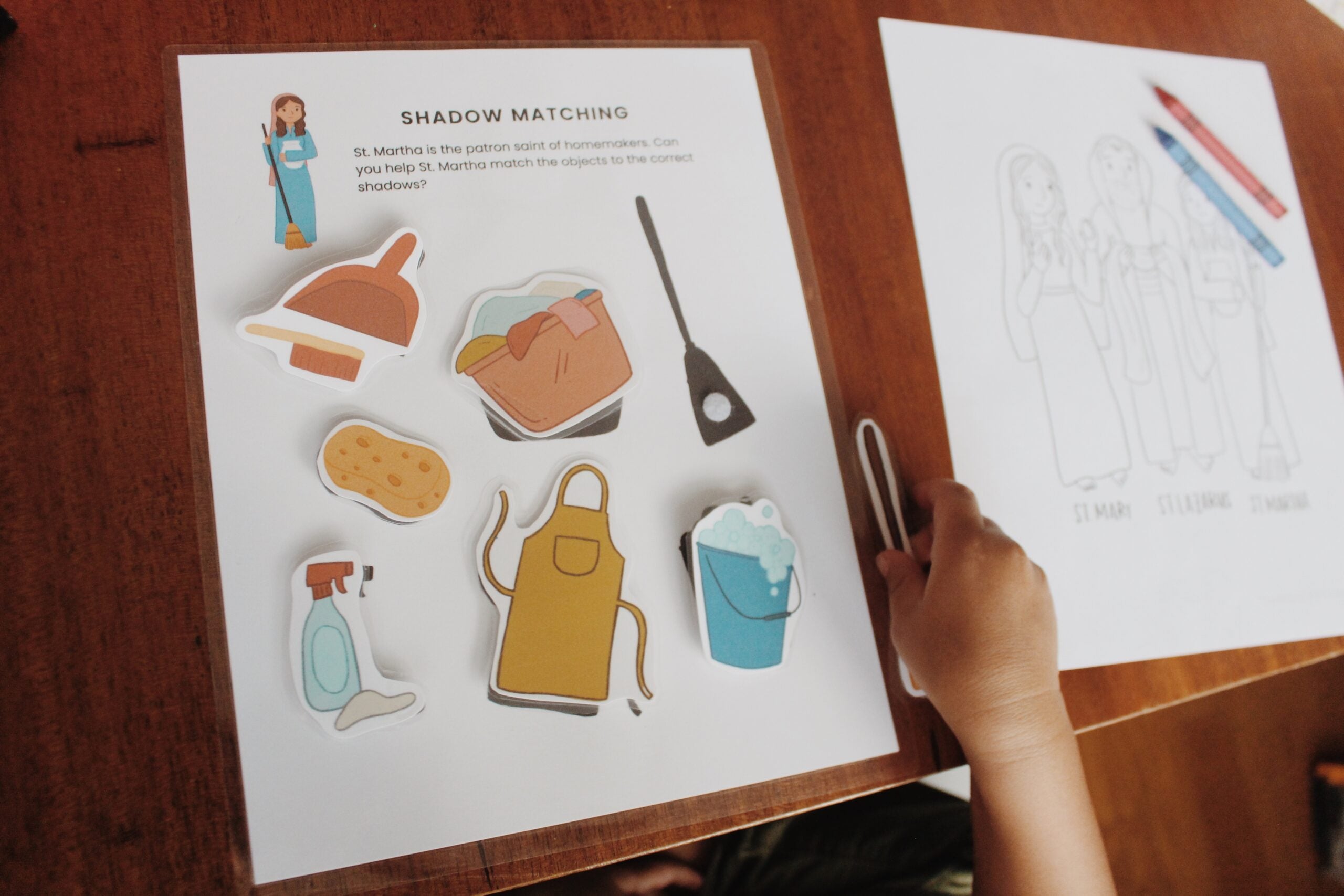 Sts. Martha, Lazarus, and Mary Activity Pack: Coloring Page & Shadow Matching