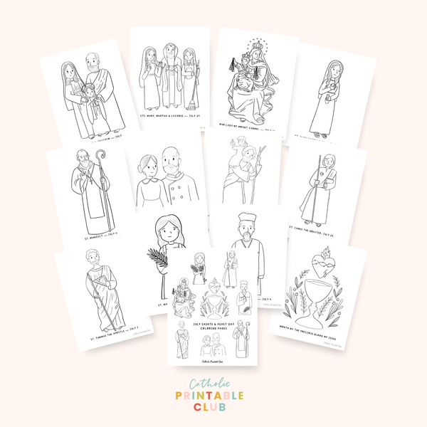 July Saints Coloring Pages, PDF File, Instant Download