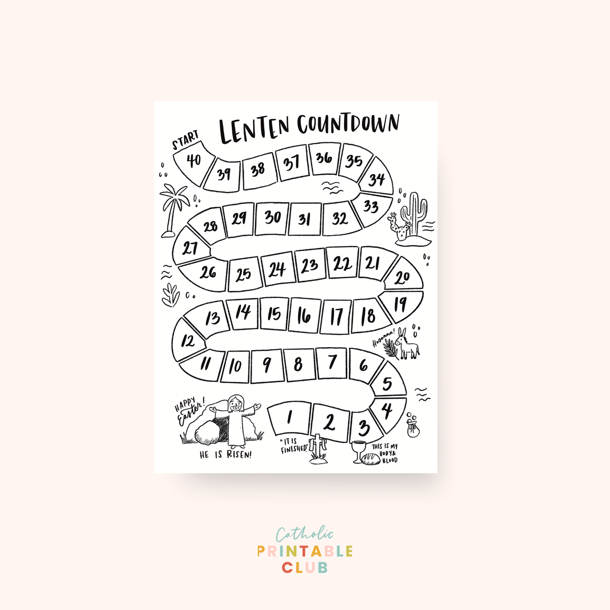 Lent Coloring Countdown for Kids - Catholic Printable Club
