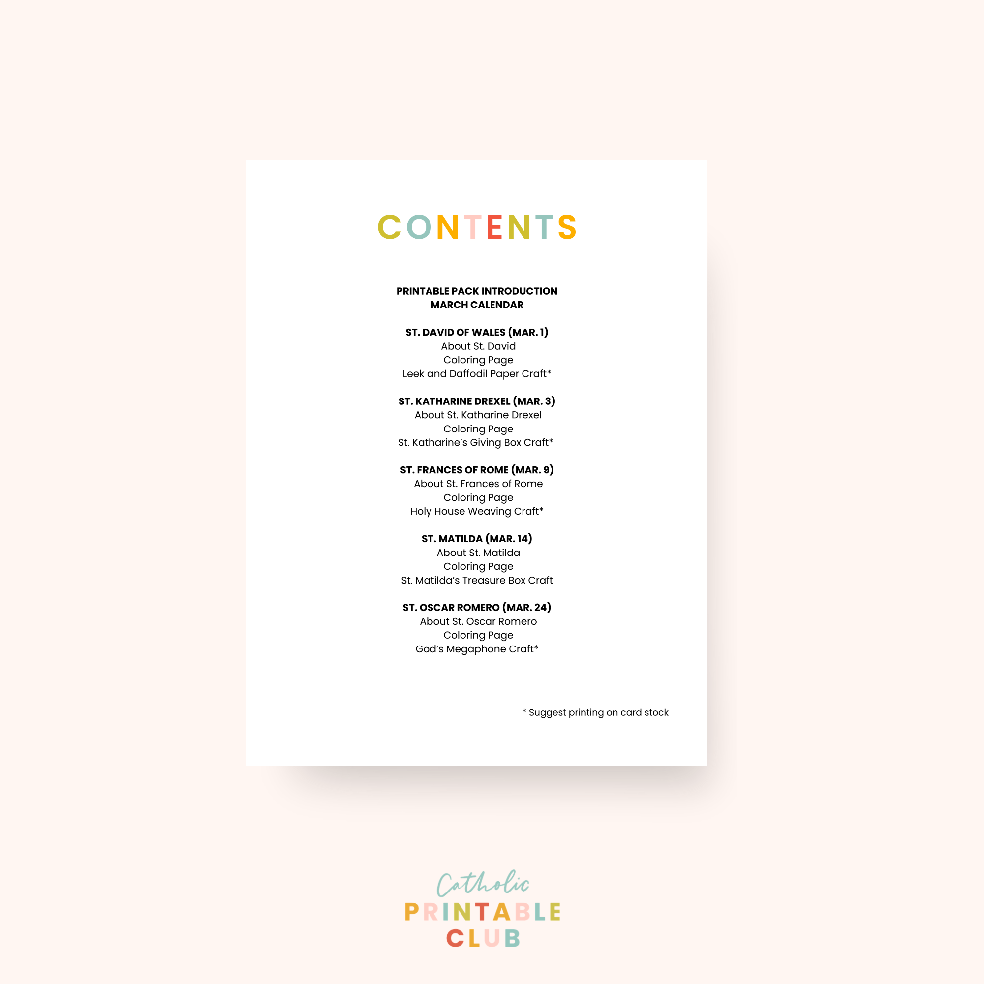 March Printable Pack (Vol. 2) | Catholic Coloring Pages and Crafts