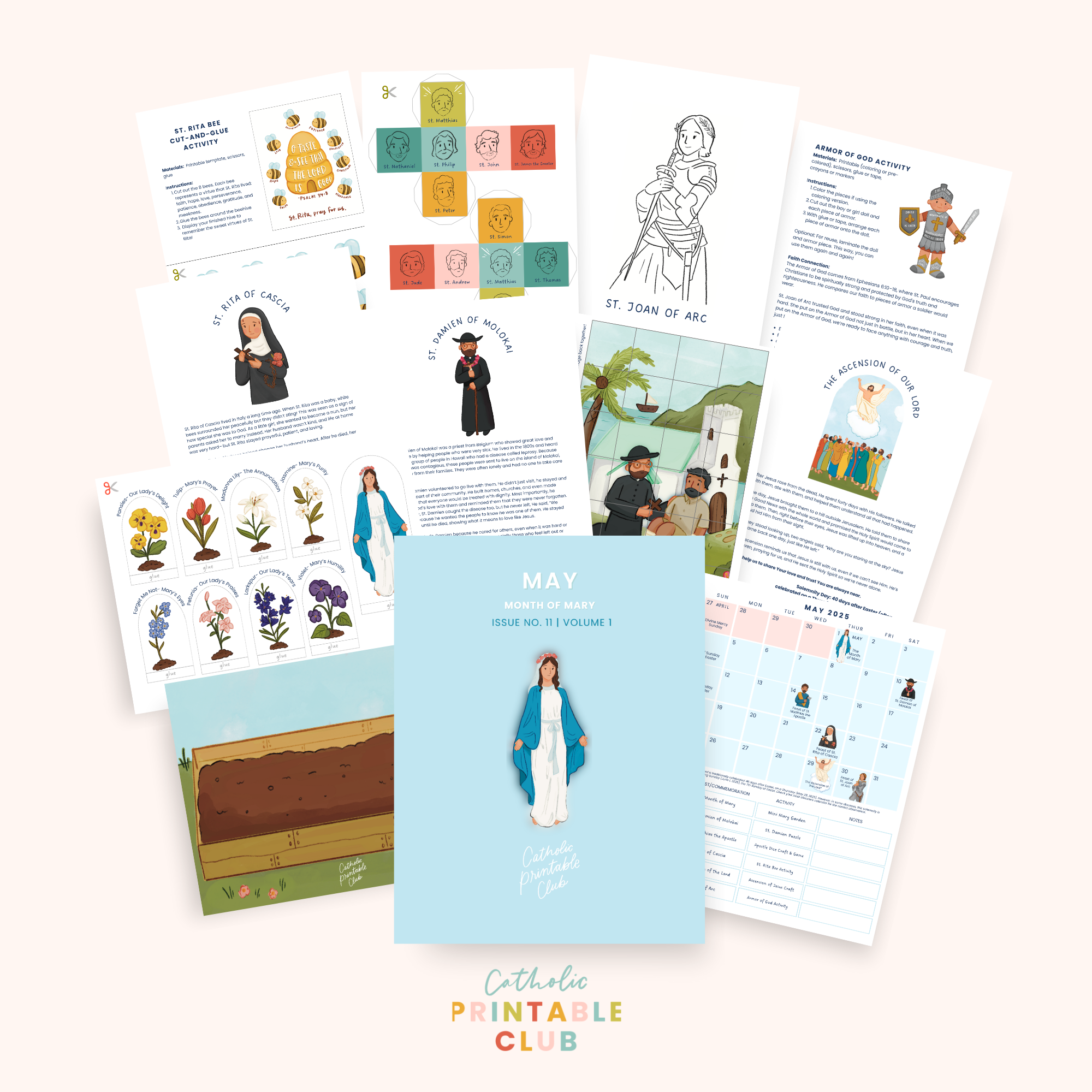 May Printable Pack | Catholic Coloring Pages and Crafts