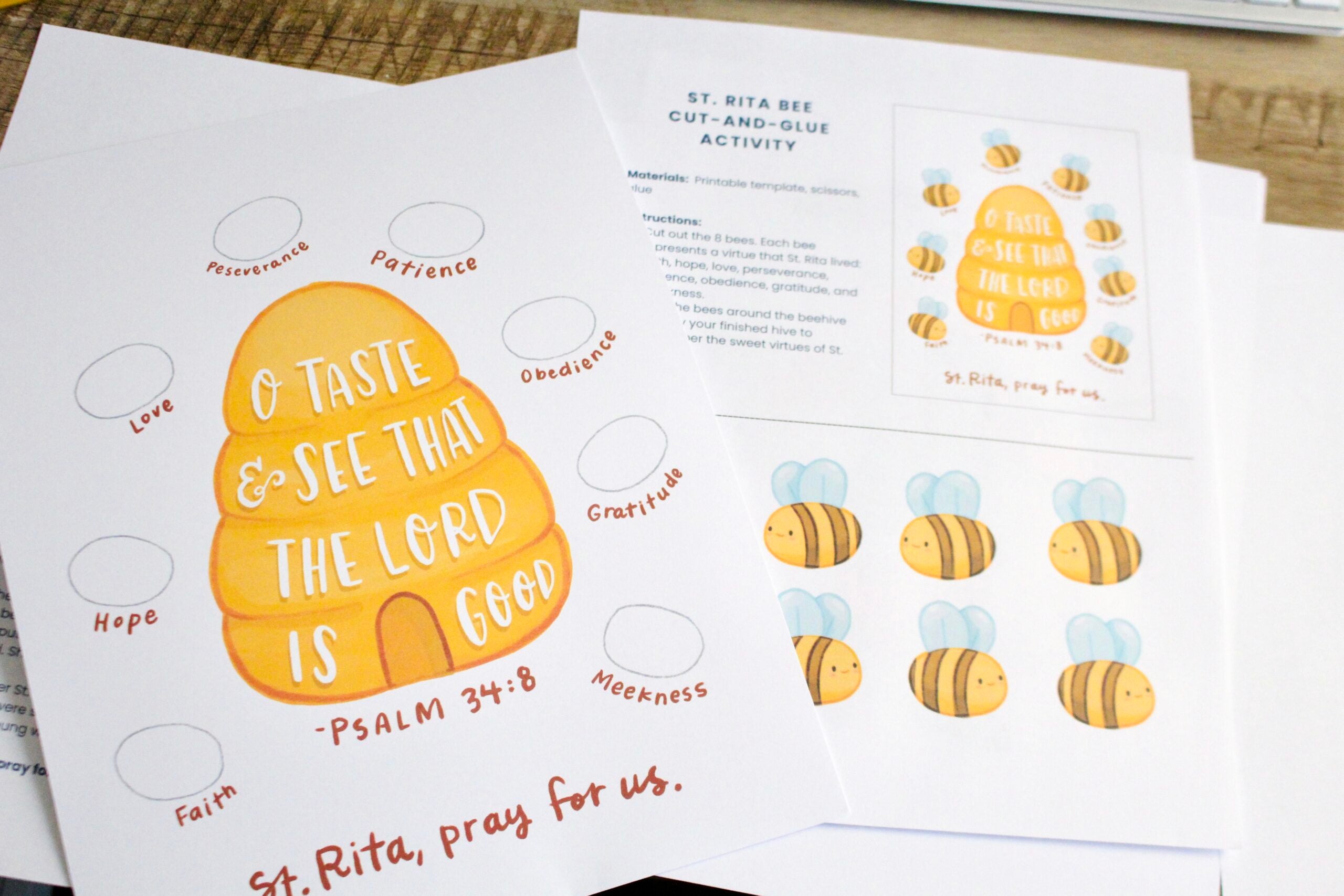 St. Rita of Cascia Activity Bundle: Coloring Page & Bee Craft