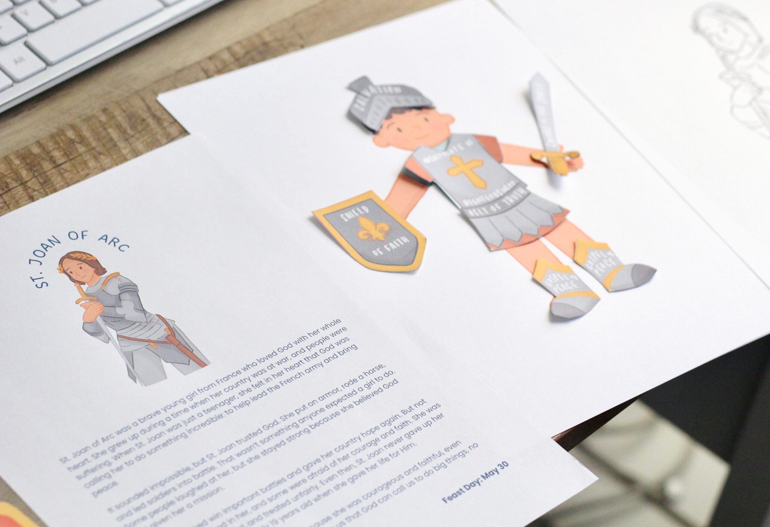 St. Joan of Arc Activity Bundle: Coloring Page & Armor of God Paper Dolls
