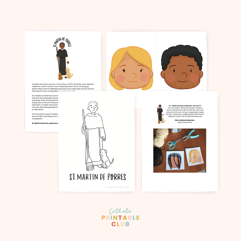 St. Martin de Porres Activity Bundle: Coloring Page & Haircut Sensory Activity