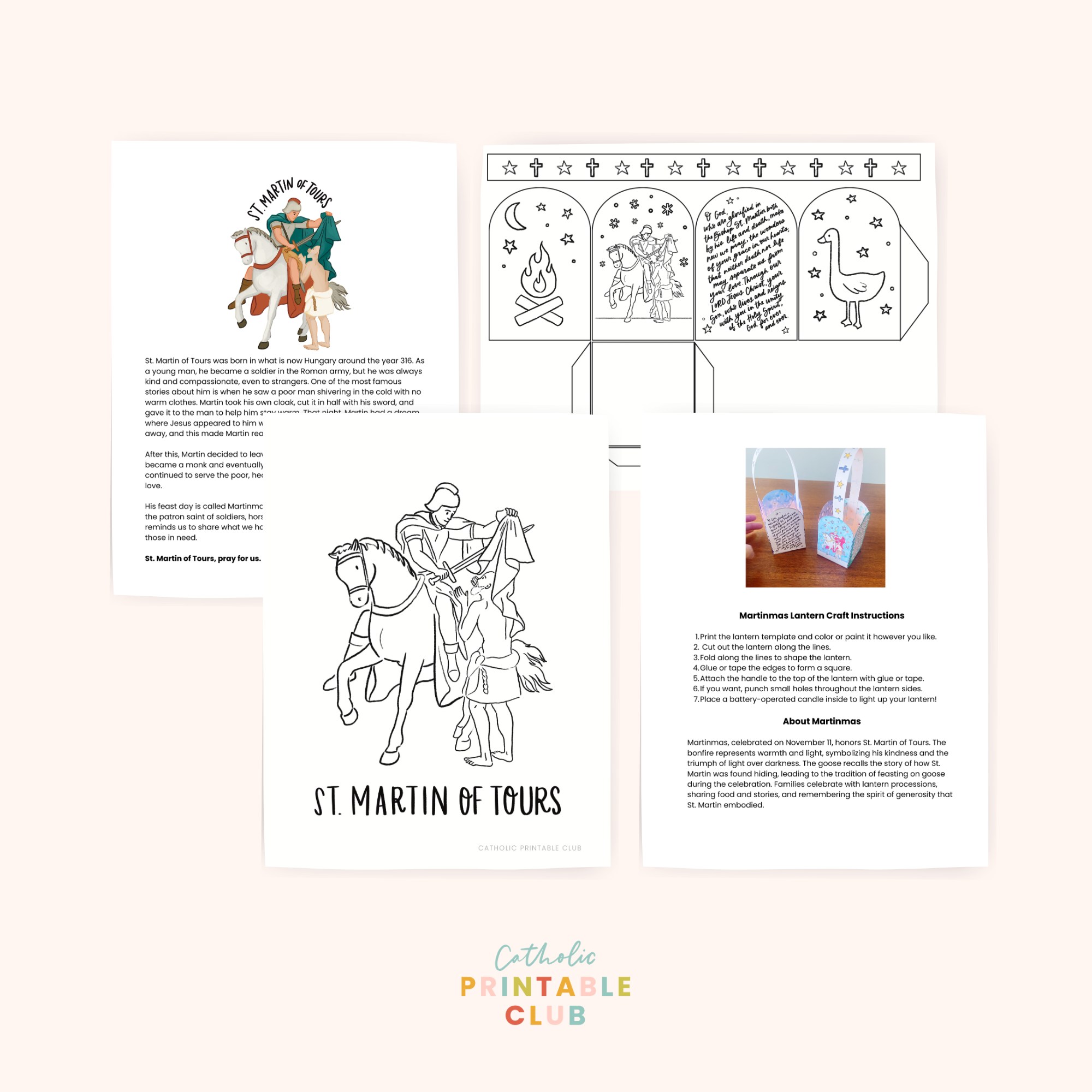 St. Martin of Tours Activity Bundle: Coloring Page & Martinmas Lantern