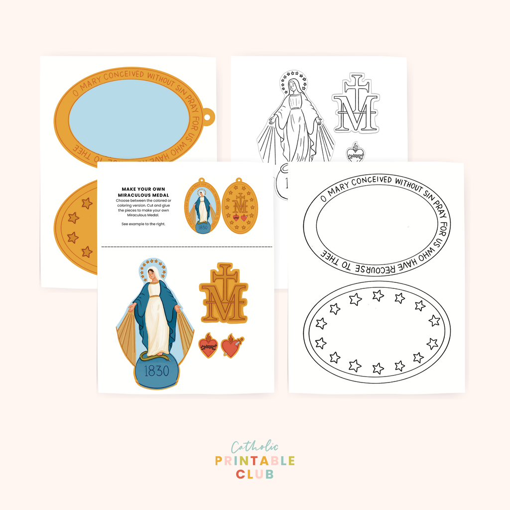 Our Lady of the Miraculous Medal Activity Bundle: Color Page & Miraculous Medal Craft