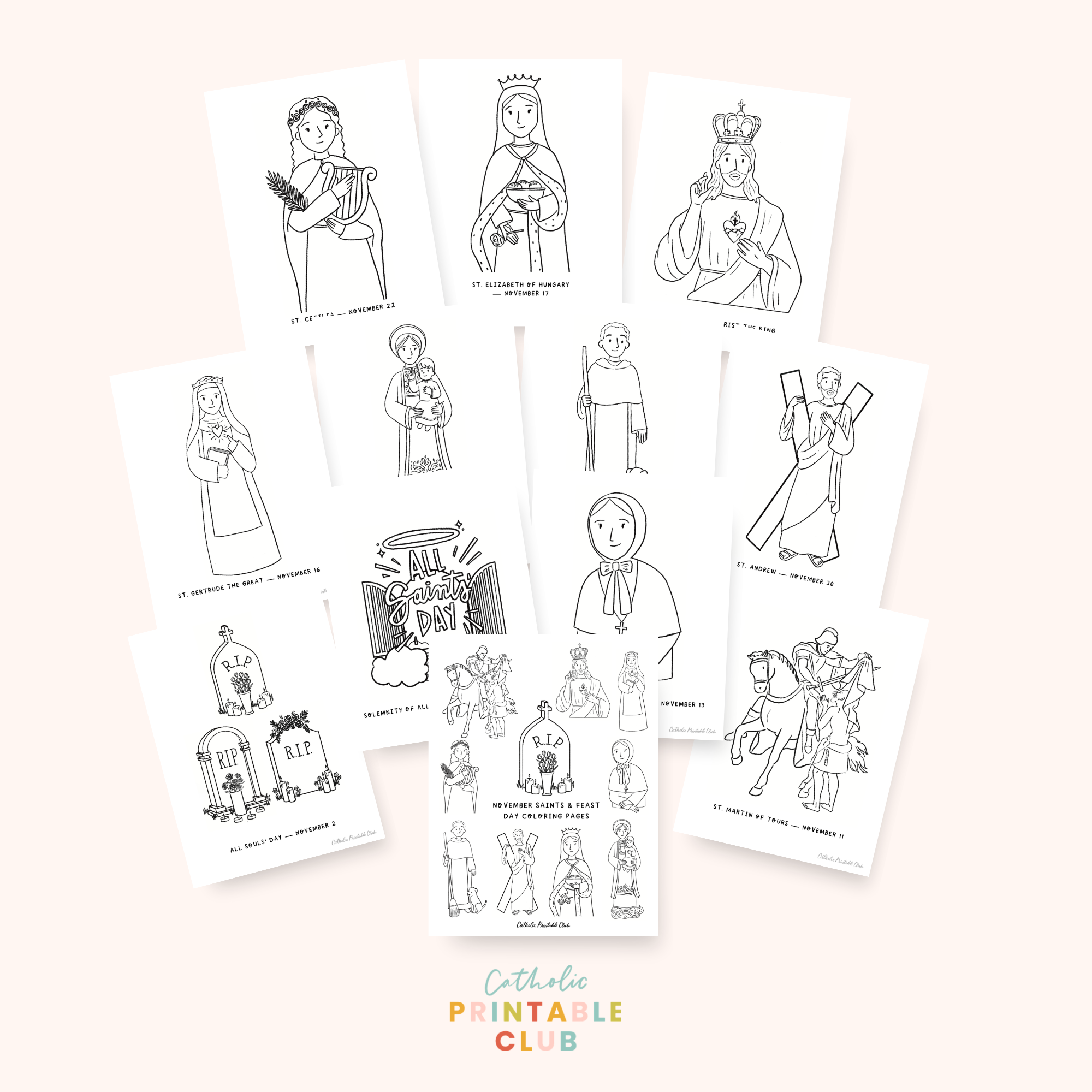 November Saint Coloring Pages, PDF File, Instant Download