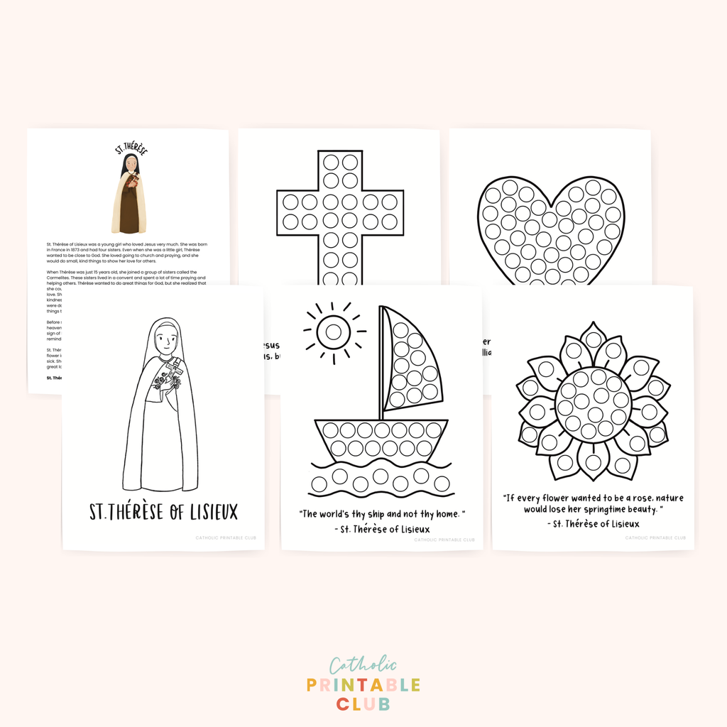 St. Thérèse of Lisieux Activity Bundle: Coloring Page & Dot Marker Sheets