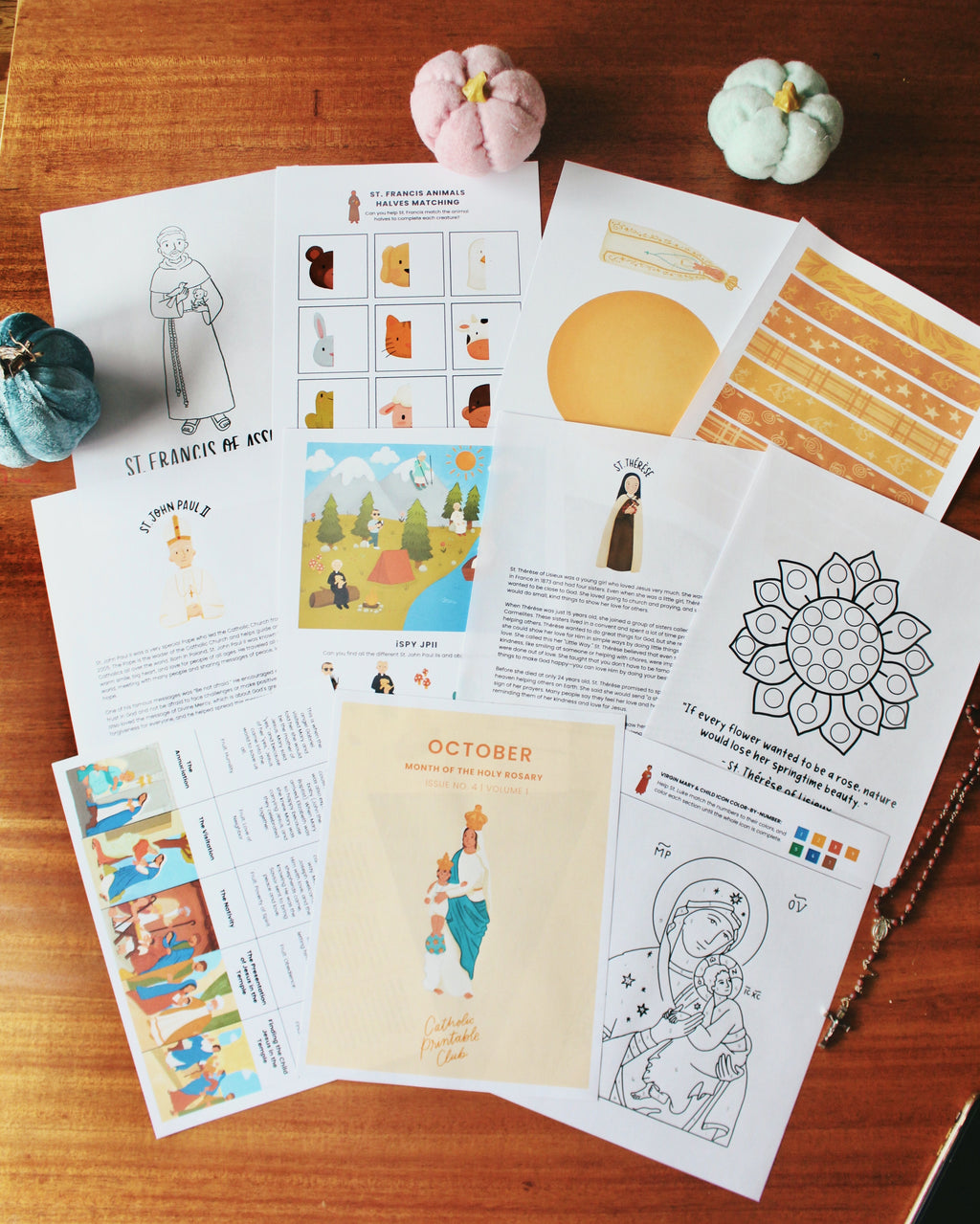 October Catholic Printable Pack Saint Crafts, Stories & Rosary