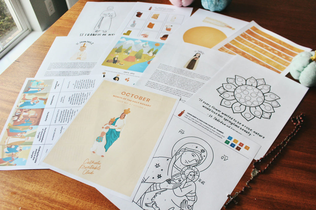October Printable Pack (Vol. 1): Catholic Coloring Pages, Saint Stories, and Activities