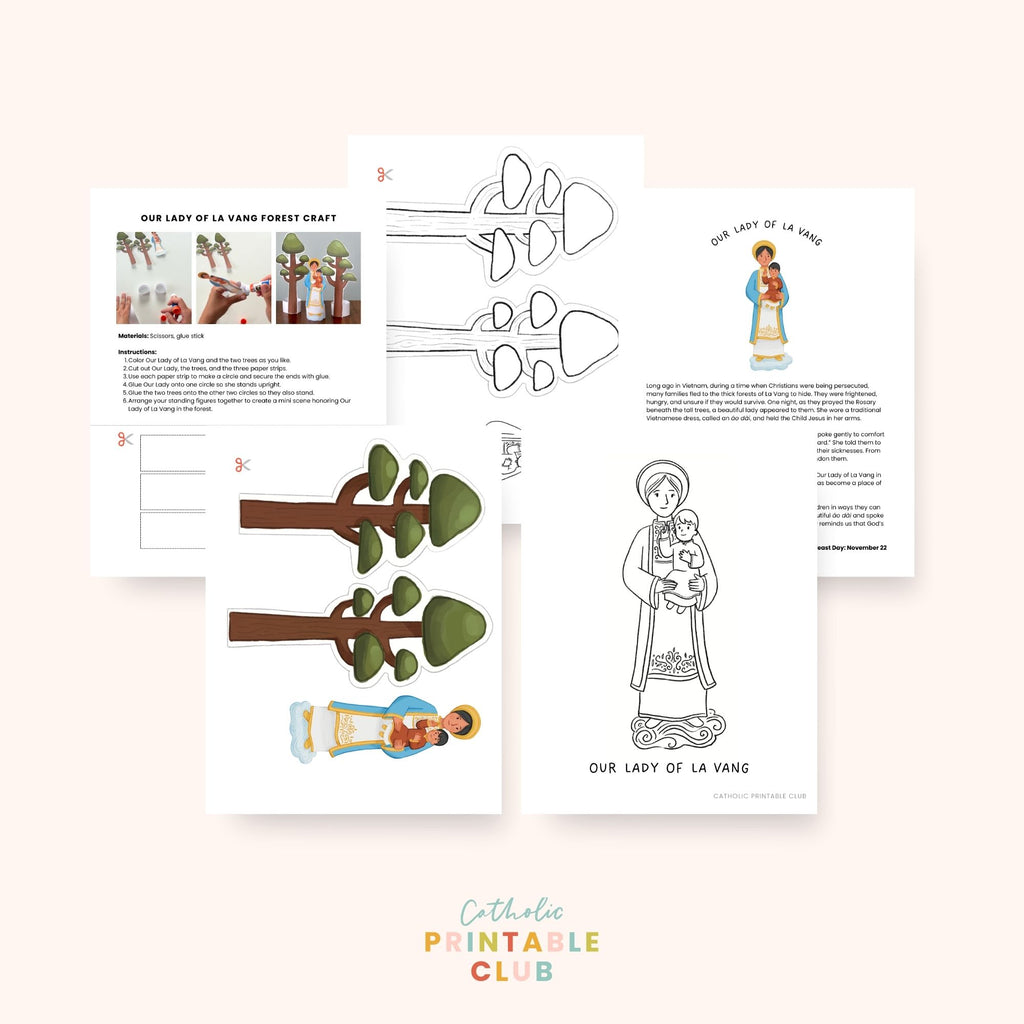 Our Lady of La Vang Activity Bundle: Coloring Page & Forest Craft