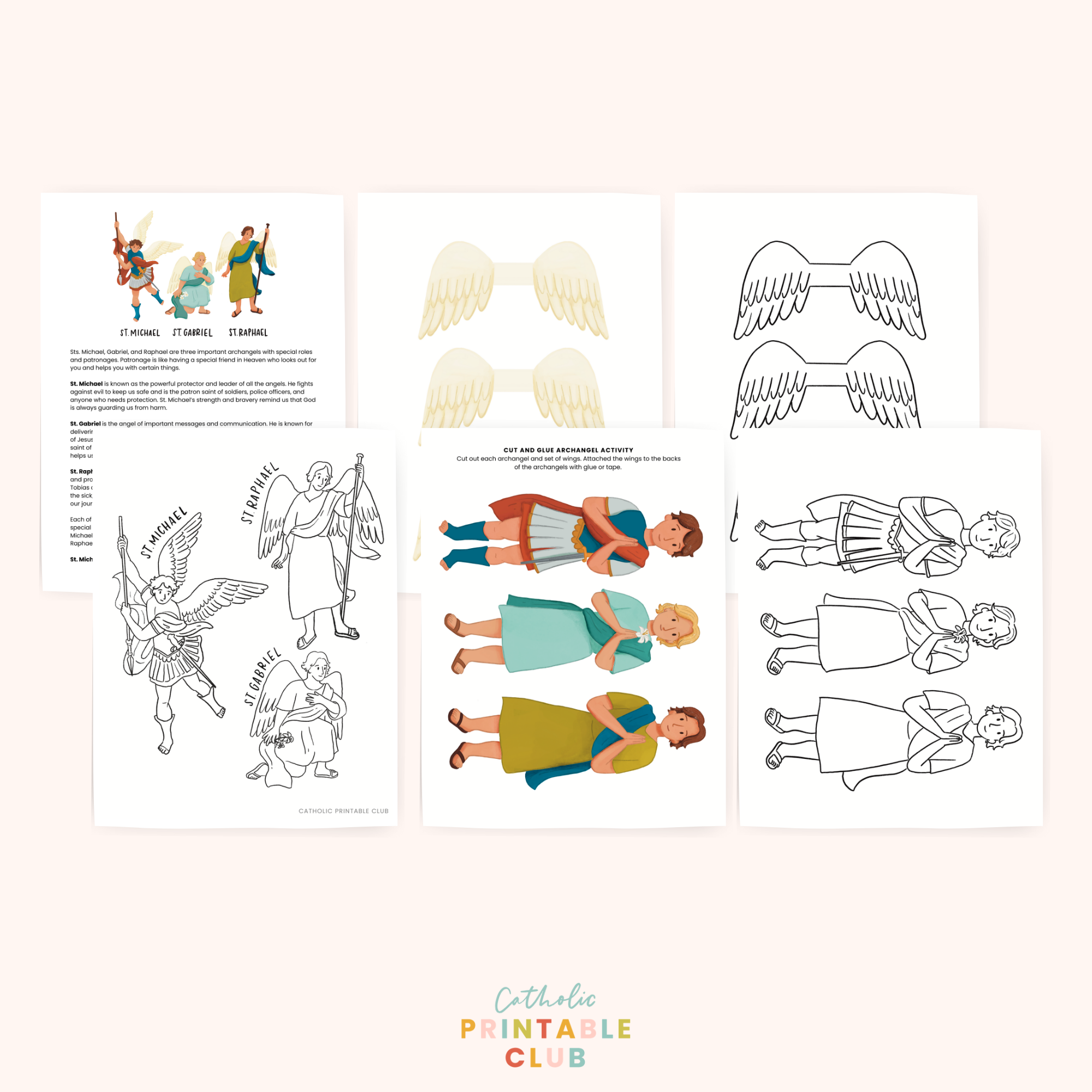 Feast of the Archangels Activity Bundle: Coloring Page & Angel Craft