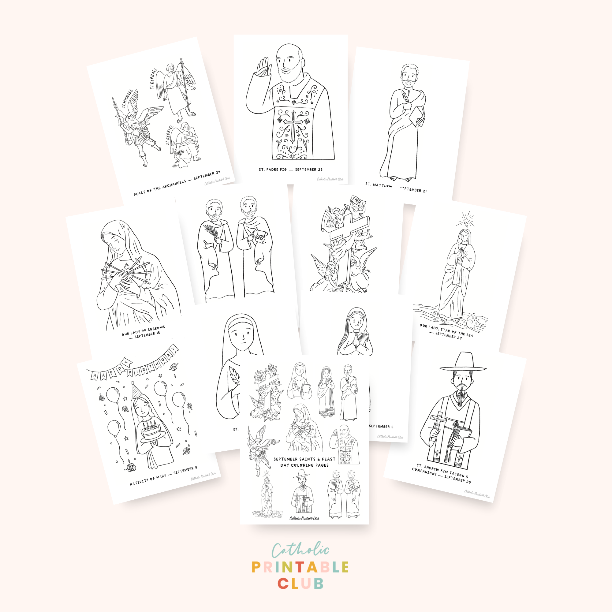 September Saint Coloring Pages, PDF File, Instant Download