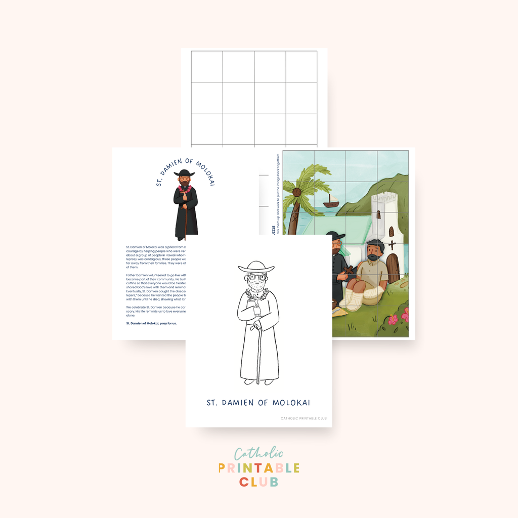 St. Damien of Molokai Activity Bundle: Coloring Page & Puzzle