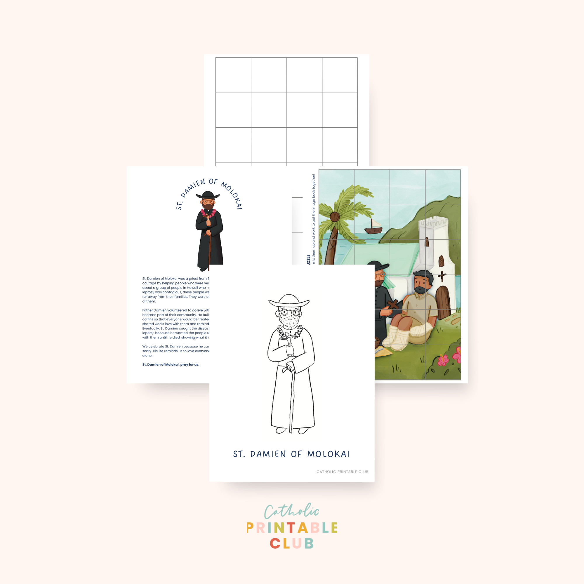 St. Damien of Molokai Activity Bundle: Coloring Page & Puzzle