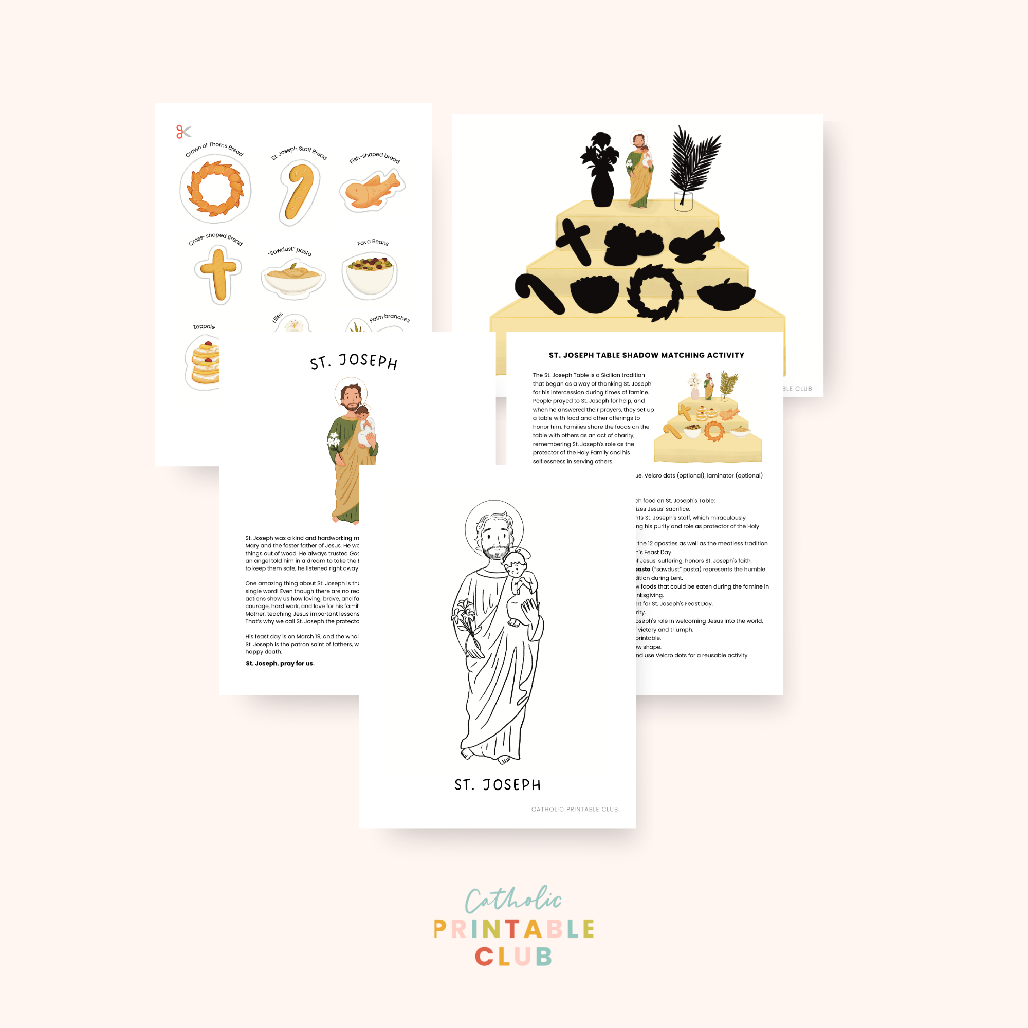 St. Joseph Activity Bundle: Coloring Page & Shadow Match