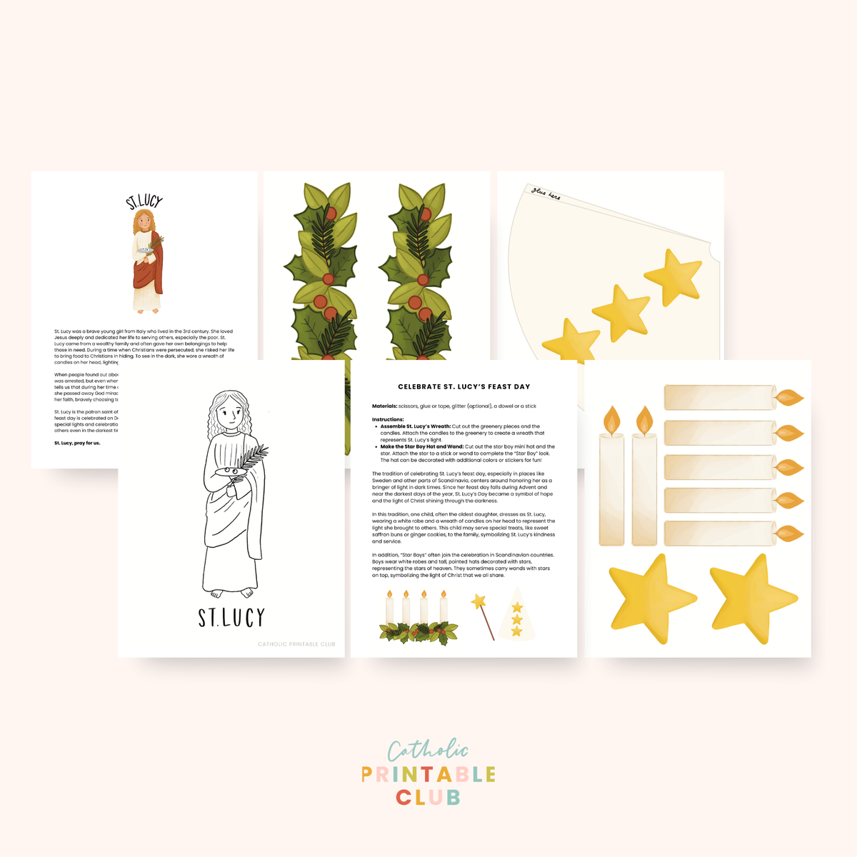St. Lucy Coloring Page & Activity Bundle – Catholic Printable Club