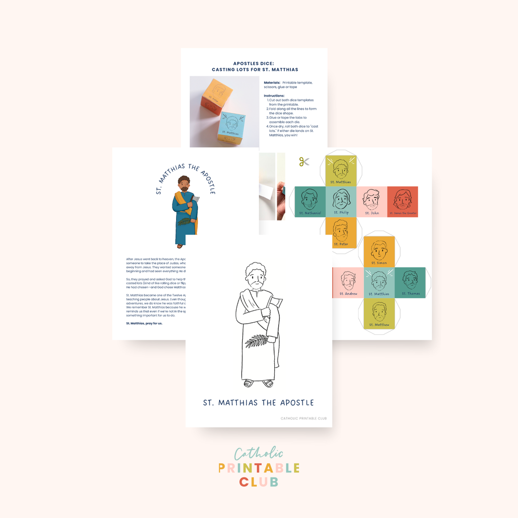 St. Matthias the Apostle Activity Bundle: Coloring Page & Apostle Dice Craft