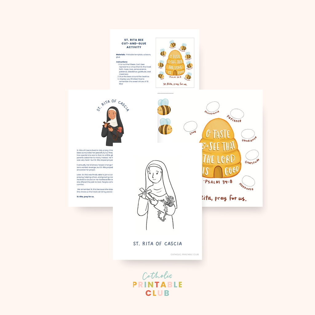 St. Rita of Cascia Activity Bundle: Coloring Page & Bee Craft
