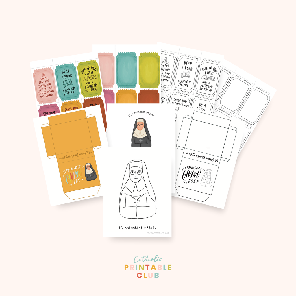 St. Katharine Drexel Activity Bundle: Coloring Page & Giving Box Craft