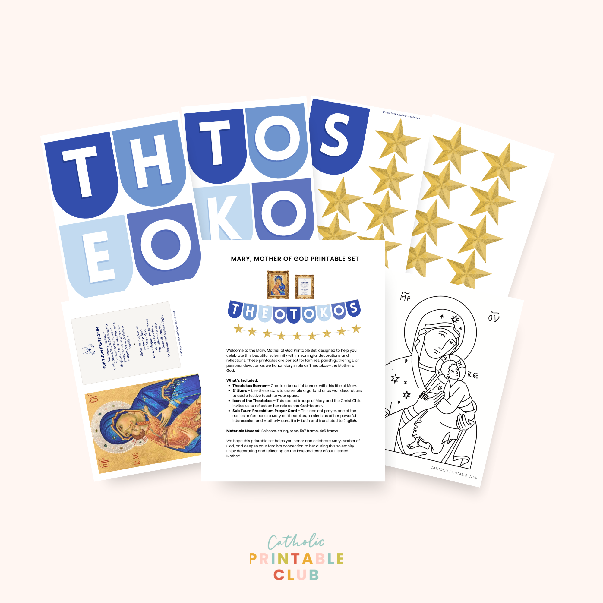 Mary, Mother of God Party Printable Set