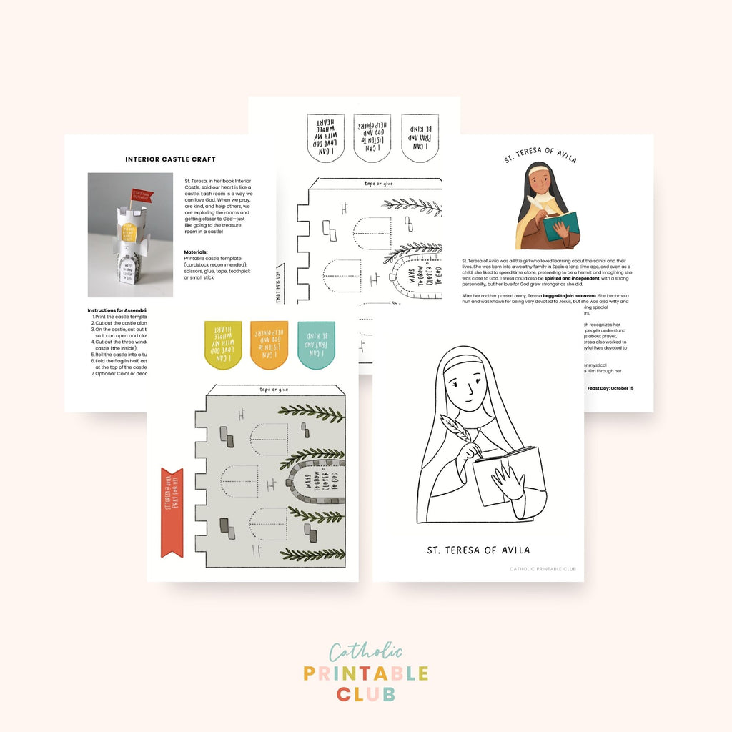 St. Teresa of Avila Activity Bundle: Coloring Page & Interior Castle Craft