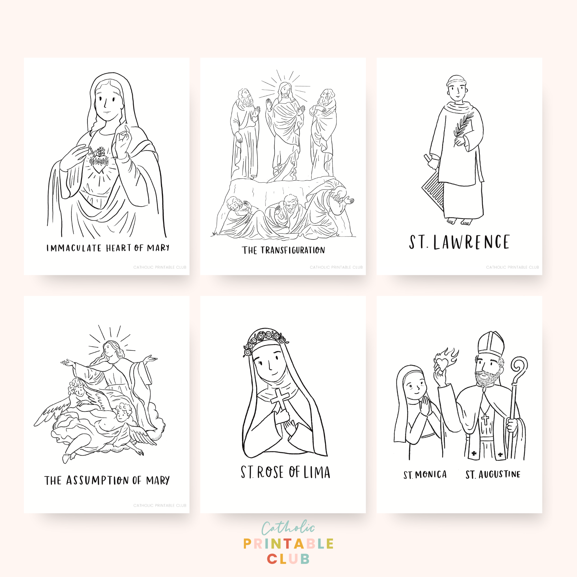 August Printable Pack  (Vol. 1) | Catholic Coloring Pages and Activities