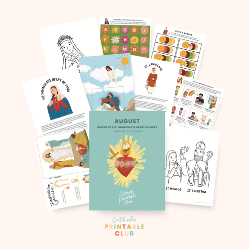 Display of August Printable Pack by Catholic Printable Club