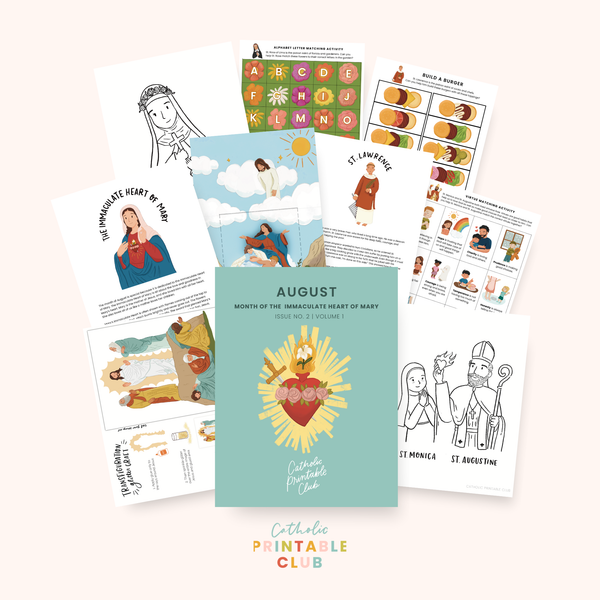 Display of August Printable Pack by Catholic Printable Club