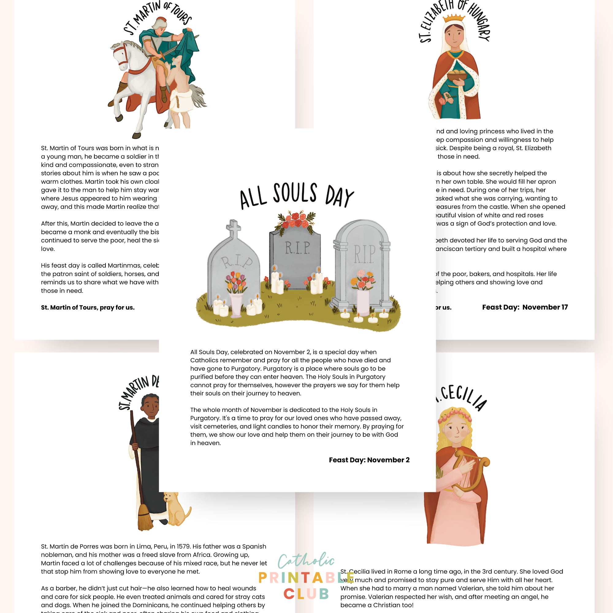 November Printable Pack (Vol. 1): Catholic Coloring Pages, Saint Stories, and Activities