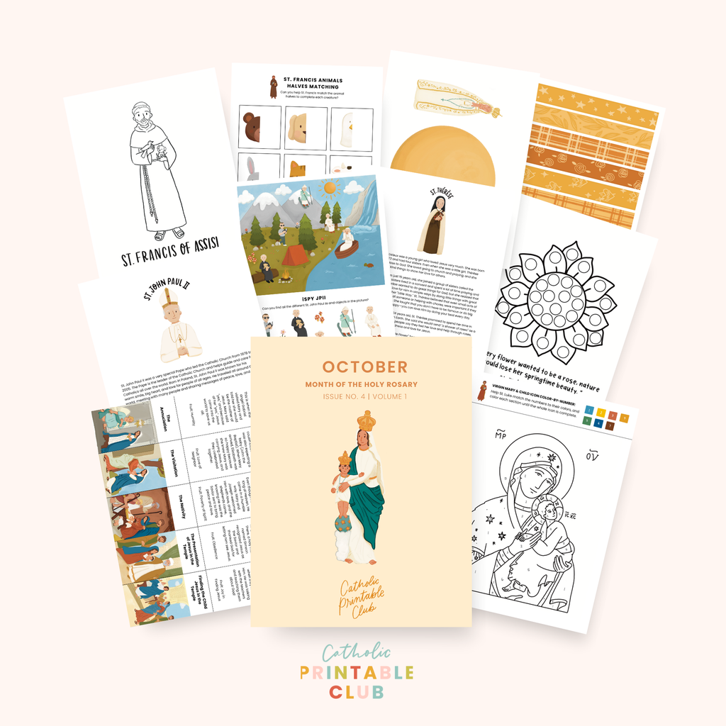 October Printable Pack (Vol. 1): Catholic Coloring Pages, Saint Stories, and Activities