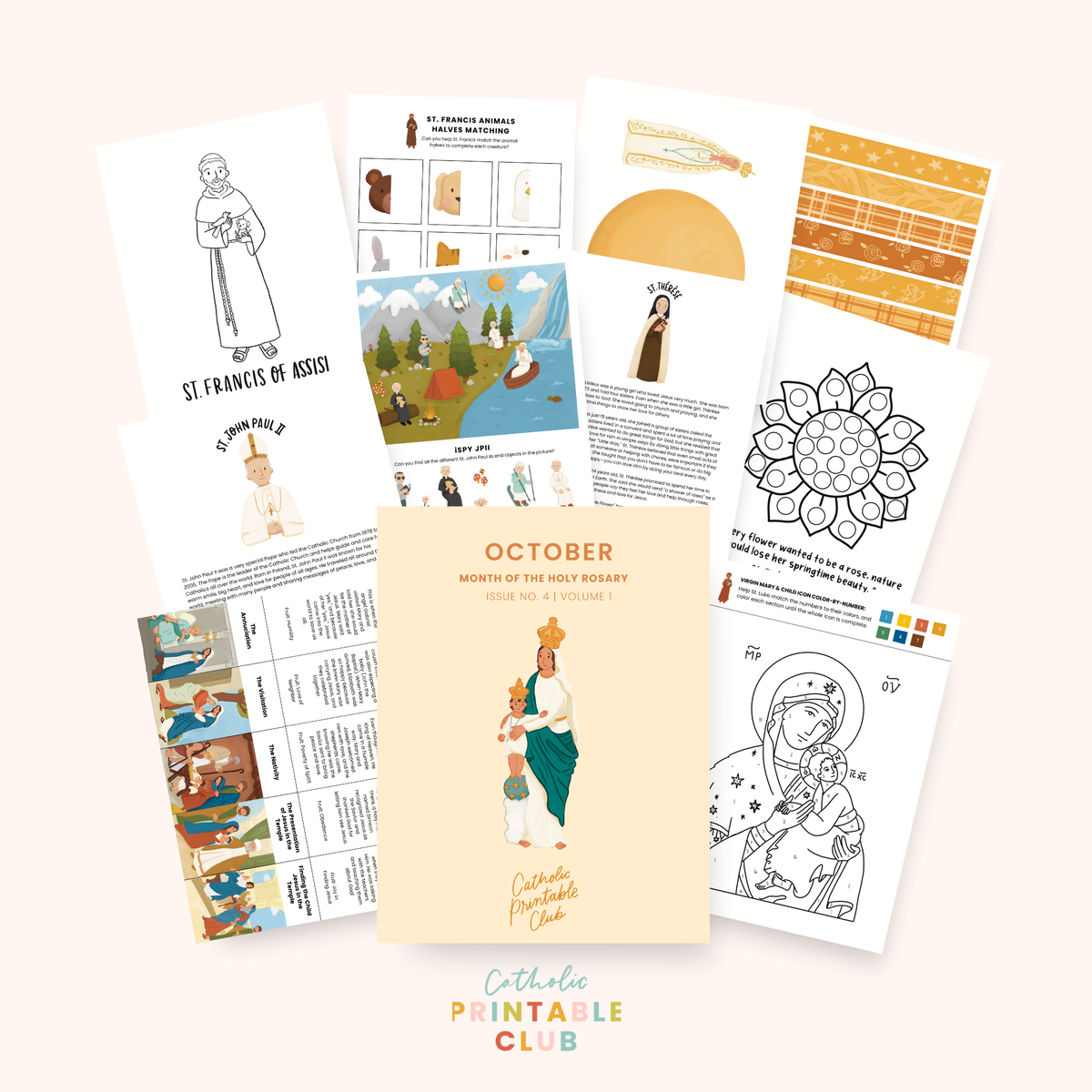 October Catholic Printable Pack - Saint Crafts, Stories & Rosary ...
