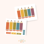 printable colorful back to school banner woith cake topper flags that read happy first day of school