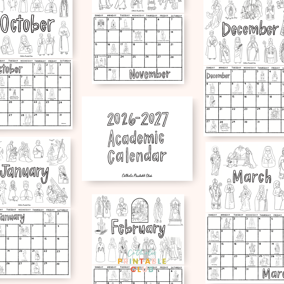 Printable Academic Year Liturgical Calendar