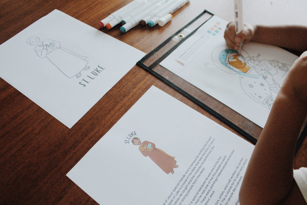 St. Luke the Evangelist Activity Bundle: Coloring Page & Color-by-Number Icon