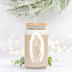 Our Lady of Guadalupe Glass Can Cup | Catholic Iced Coffee Glass