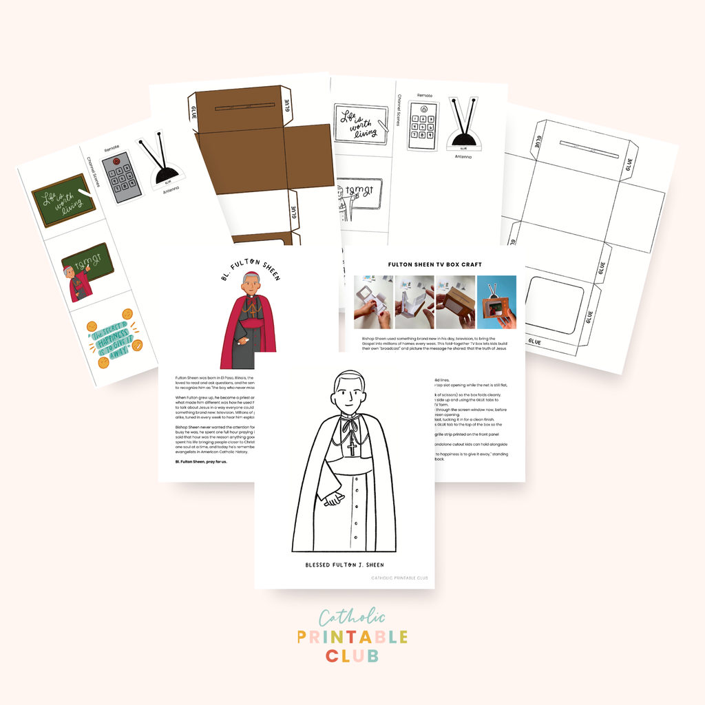 Bl. Fulton Sheen Activity Bundle: Coloring Page & TV Box Craft